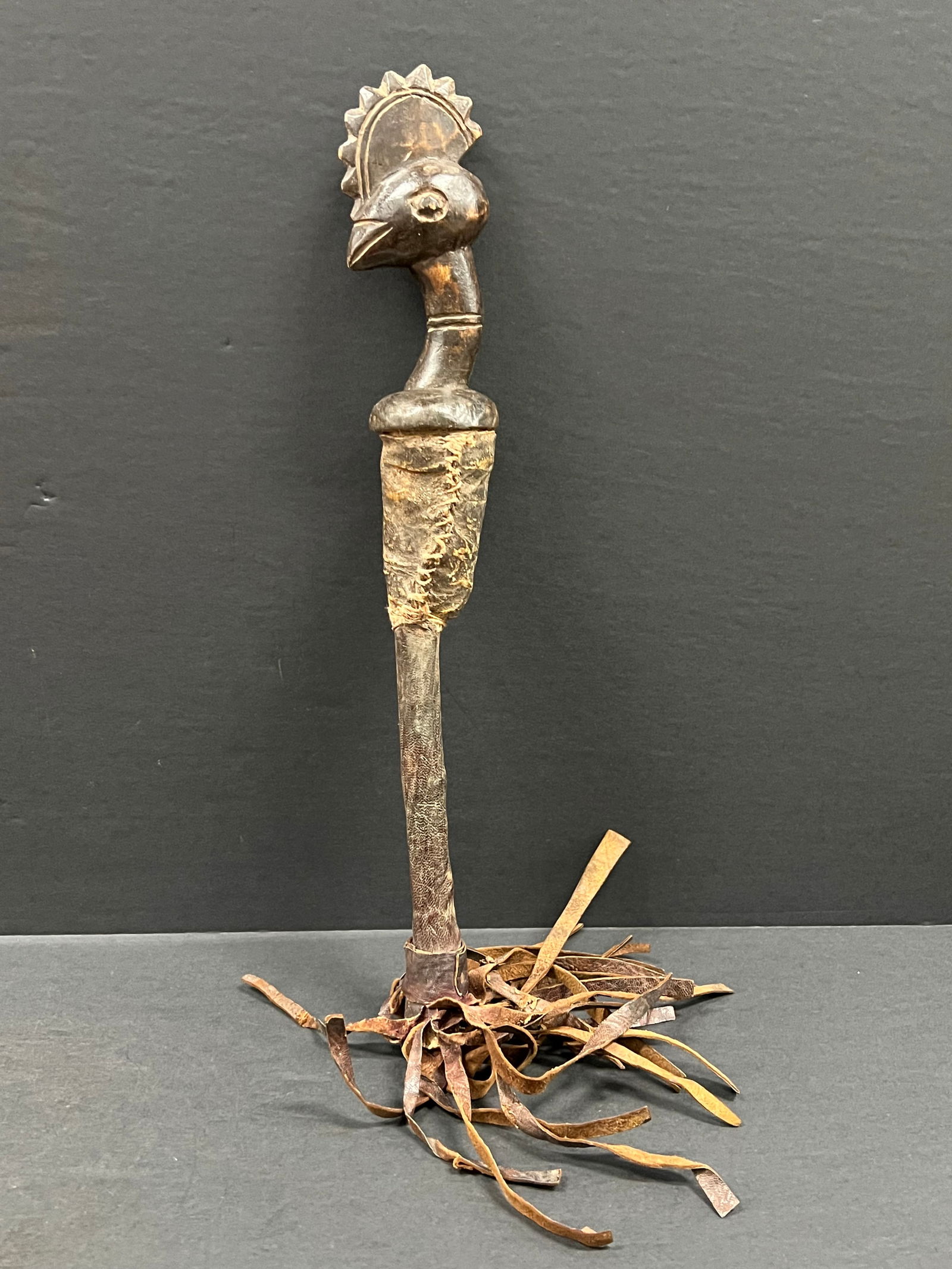 Senufo Fly Whisk: African Tribal Art Senufo Fly Whisk. The dimension is 14 inches high x 2 inches wide. Please be aware that some of the items are vintage, secondhand, old ages, antiques and may have a defects or sign