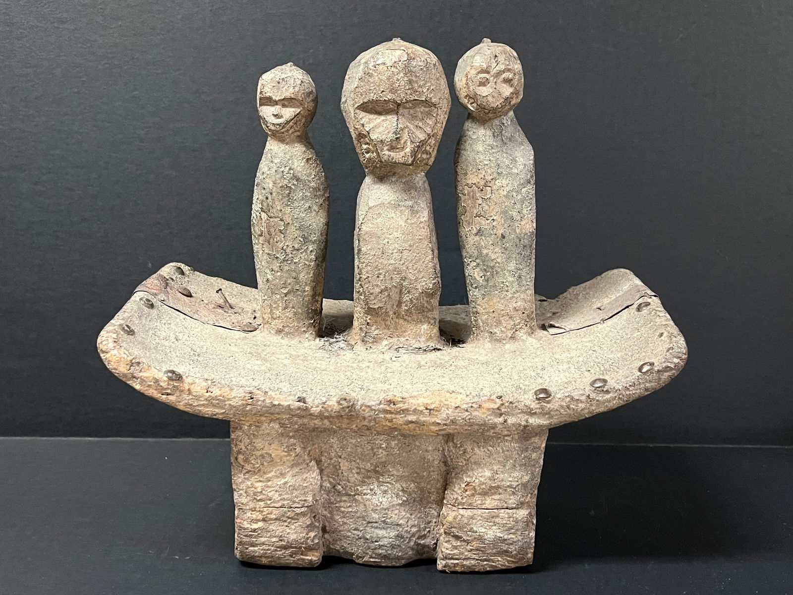 Ashanti Fetish Stool: African Tribal Art Ashanti Fetish Stool. The dimension is 12.5 inches high x 7 inches depth x 13 inches wide. Please be aware that some of the items are vintage, secondhand, old ages, antiques and may