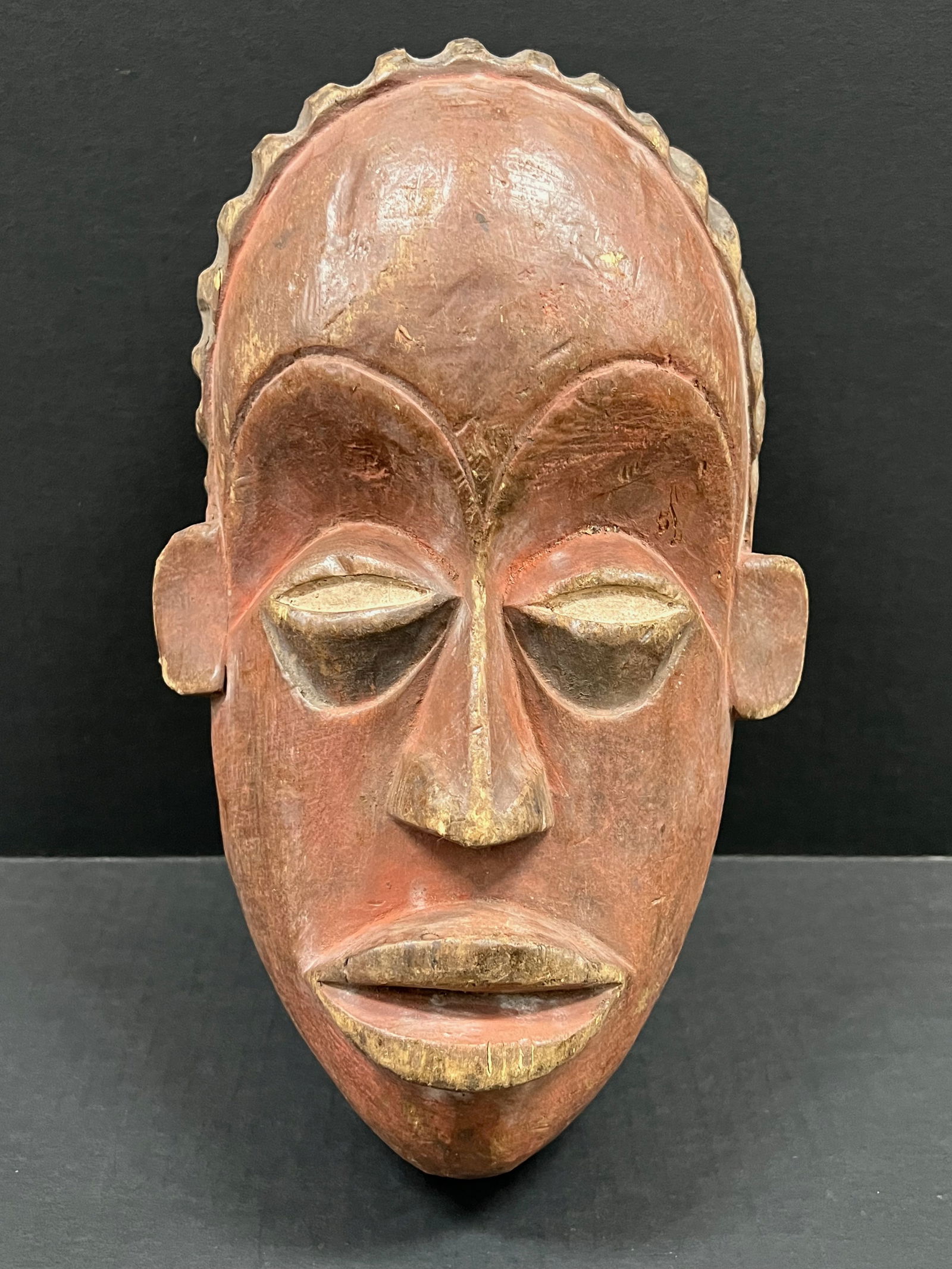 Bacongo Mask: African Tribal Art Bacongo Mask. The dimension is 13.5 inches high x 8.5 inches wide. Please be aware that some of the items are vintage, secondhand, old ages, antiques and may have a defects or sign