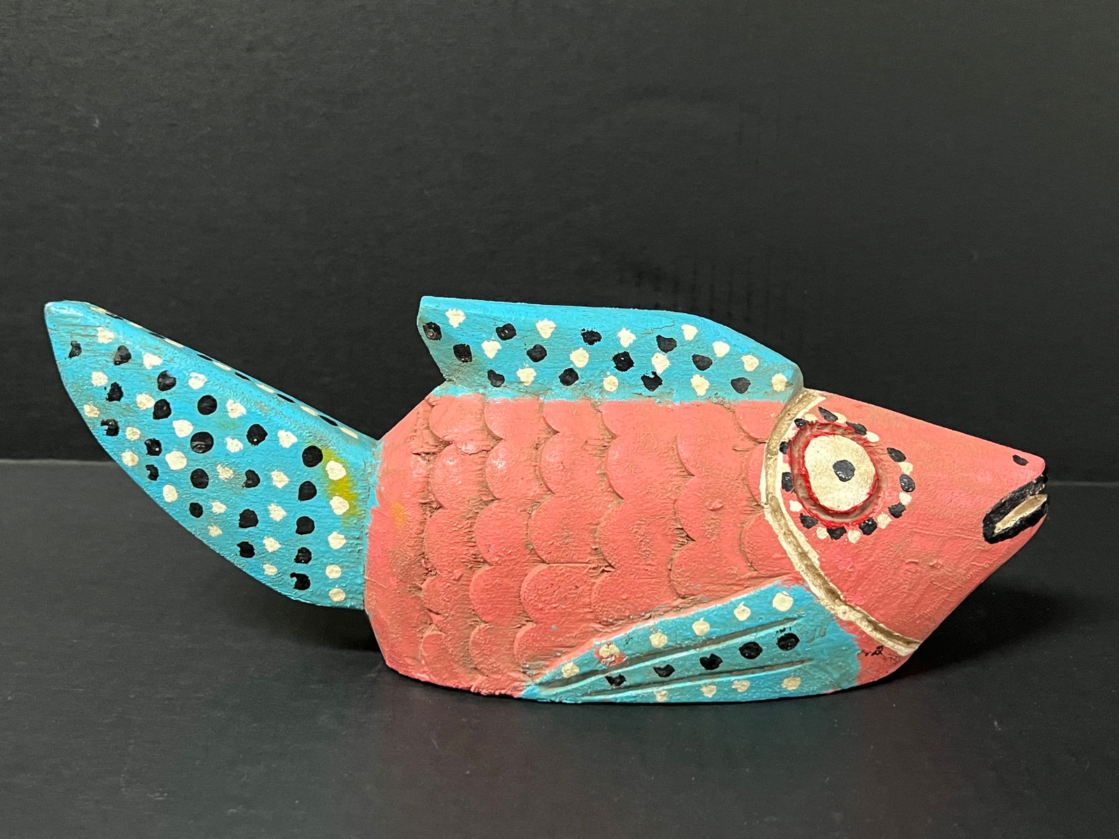 Bozo Puppet Fish: African Tribal Art Bozo Puppet Fish. The dimension is 5 inches high x 13.5 inches wide. Please be aware that some of the items are vintage, secondhand, old ages, antiques and may have a defects or