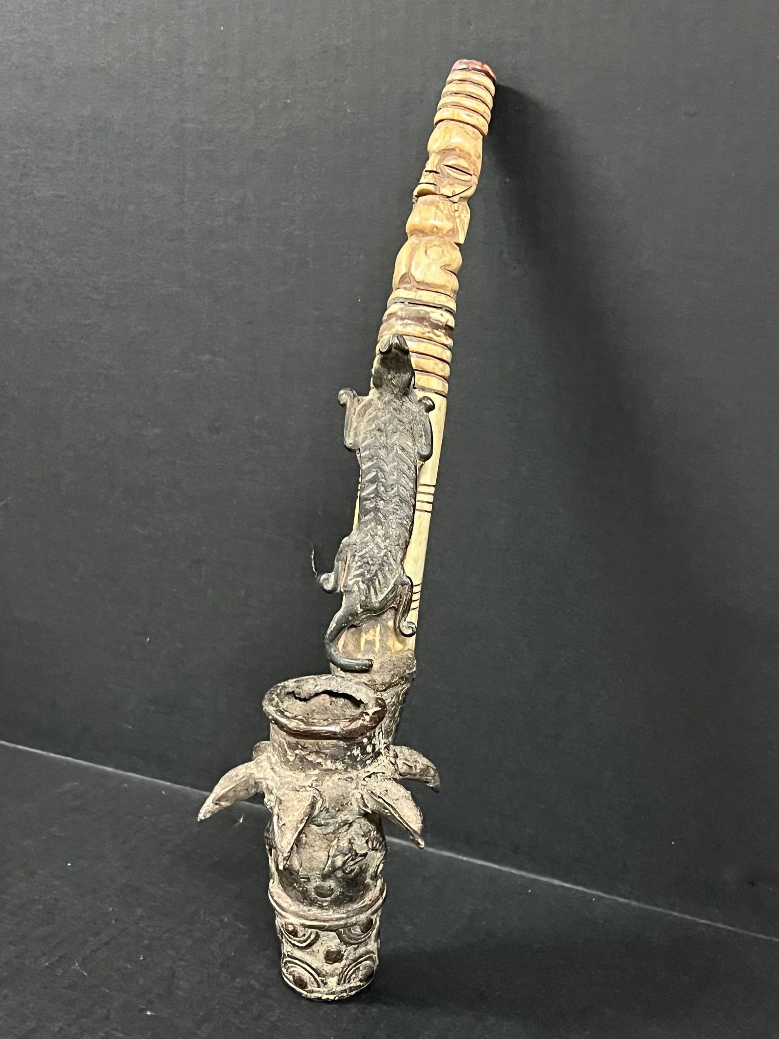 Chokwe Bronze and Bone Pipe - 3