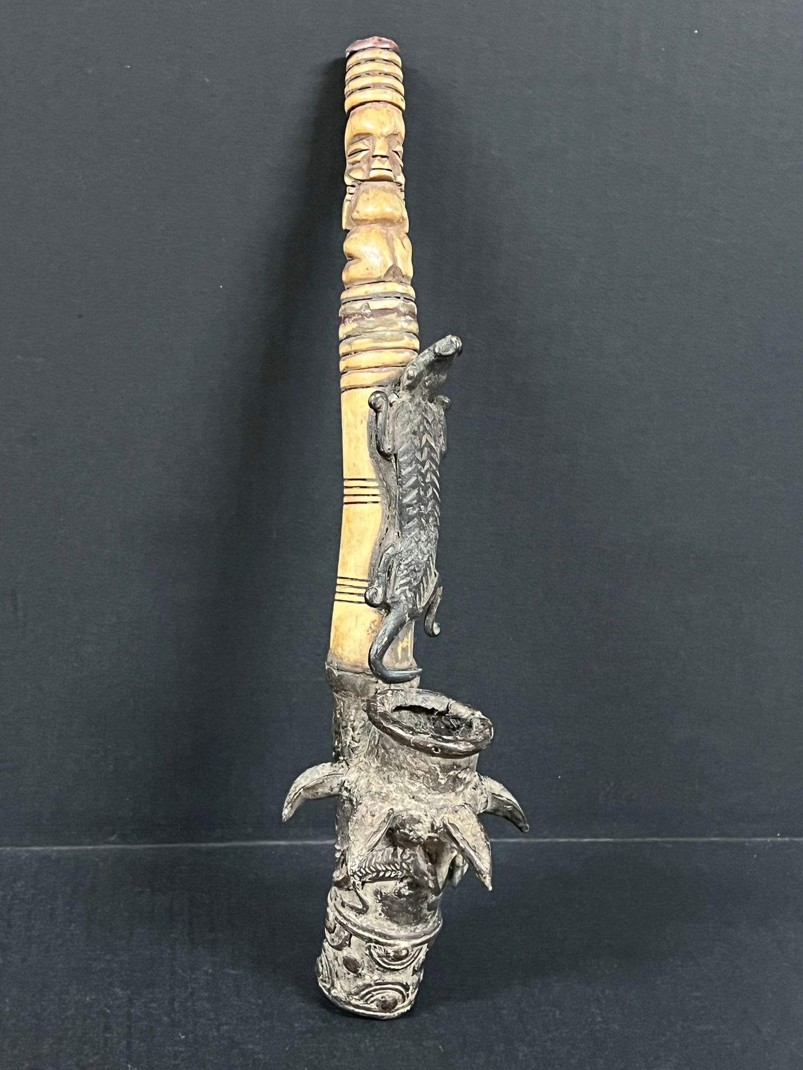 Chokwe Bronze and Bone Pipe - 5