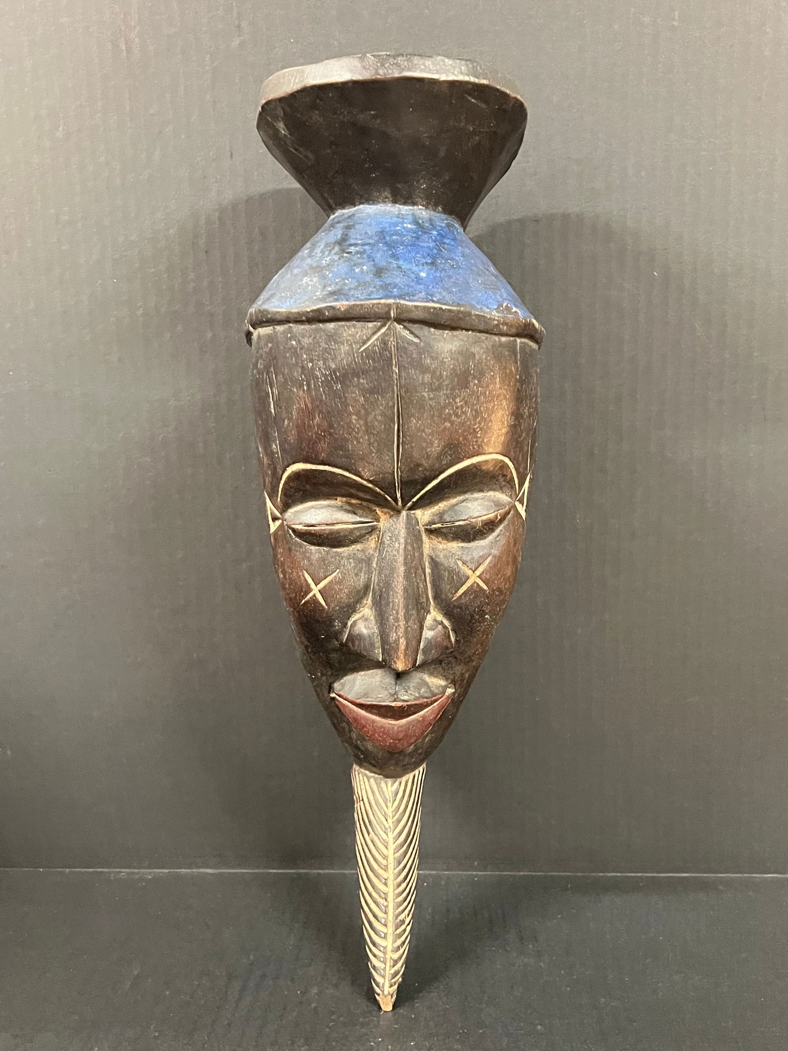 Bacongo Mask: African Tribal Art Bacongo Mask. The dimension is 18 inches high x 7 inches depth x 6 inches wide. Please be aware that some of the items are vintage, secondhand, old ages, antiques and may have a