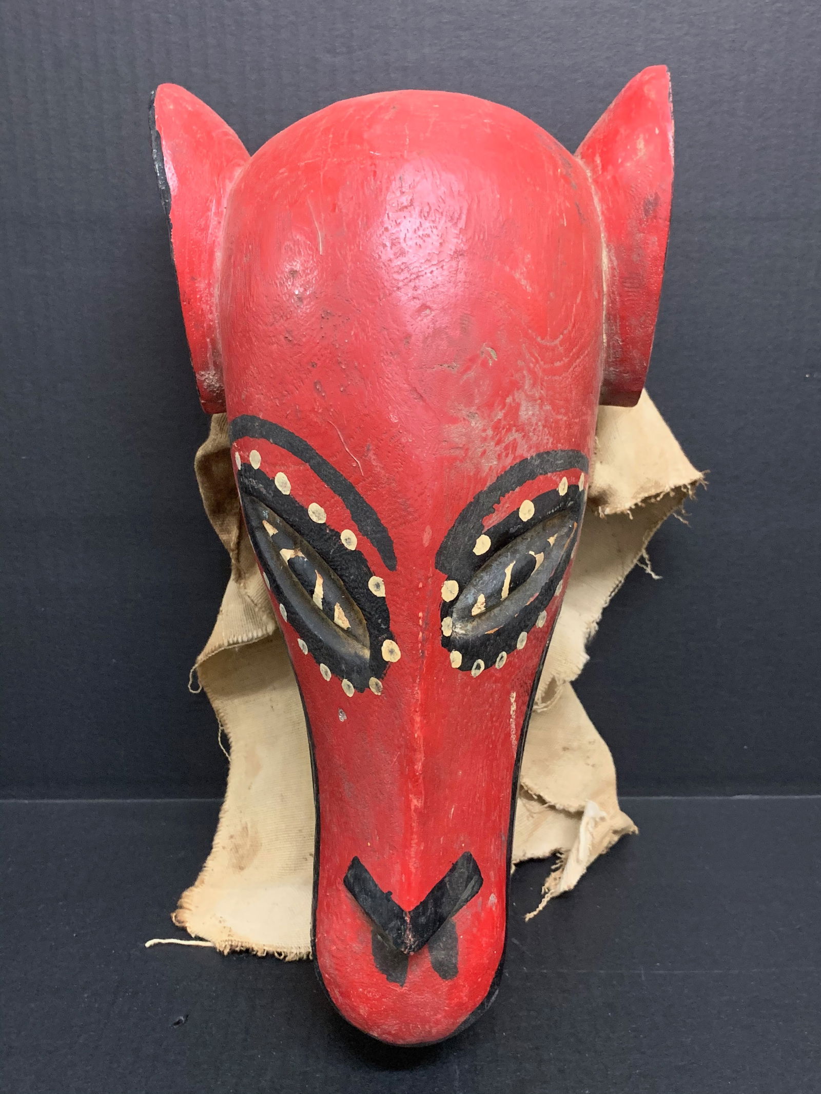 Bozo Painted Mask: African Tribal Art Bozo Painted Mask. The dimension is 14.5 inches high x 8 inches wide. Please be aware that some of the items are vintage, secondhand, old ages, antiques and may have a defects or