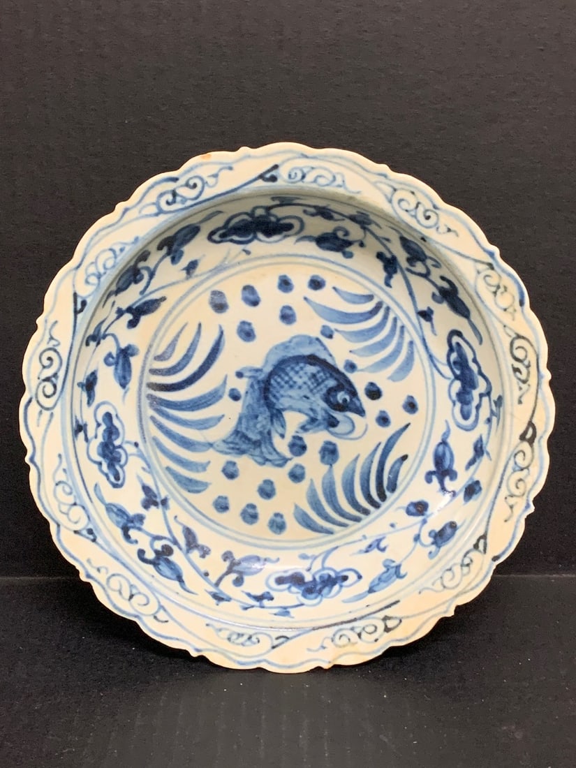 Porcelain Blue and White Plate: Chinese Art Porcelain Blue and White Plate. The dimension is 8 inches high x 8 inches wide. Please be aware that some of the items are vintage, secondhand, old ages, antiques and may have a defects