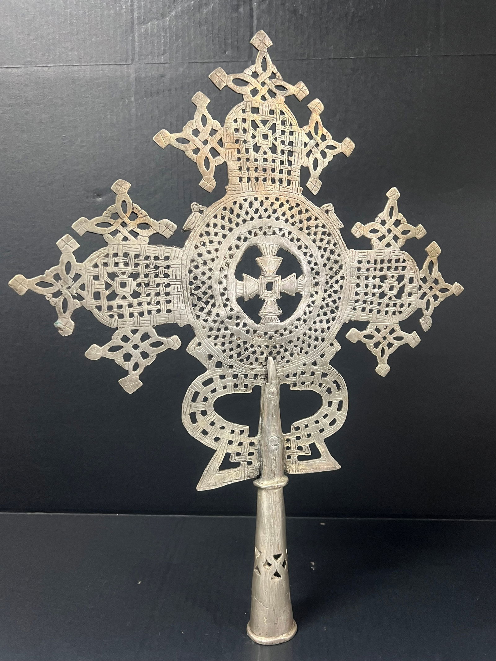 Large Ethiopian Processional Coptic Cross - 4