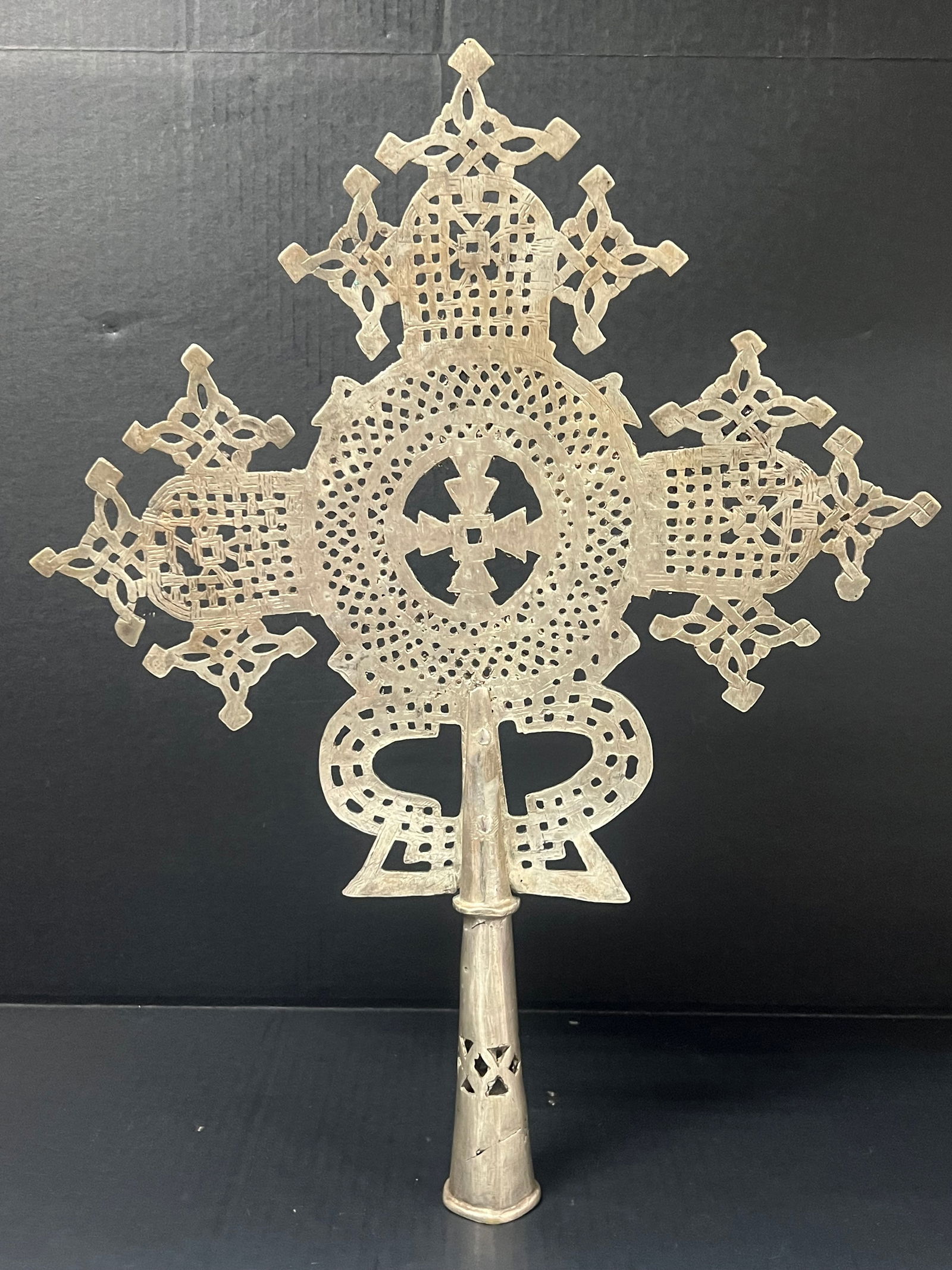 Large Ethiopian Processional Coptic Cross - 8