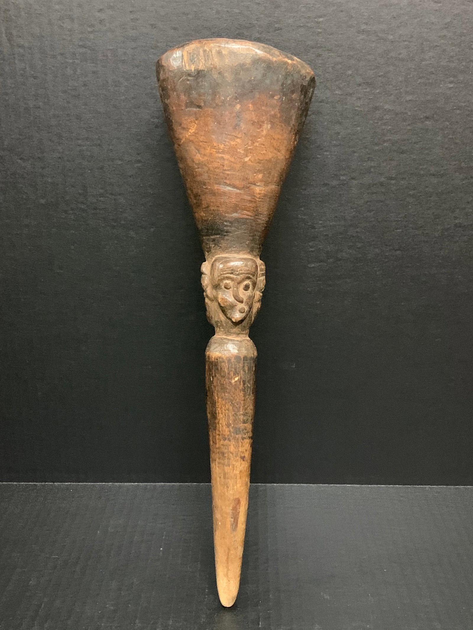 Kuba Medicine Container: African Tribal Art Kuba Medicine Container. The dimension is 15.5 inches high x 4.5 inches wide. Please be aware that some of the items are vintage, secondhand, old ages, antiques and may have a