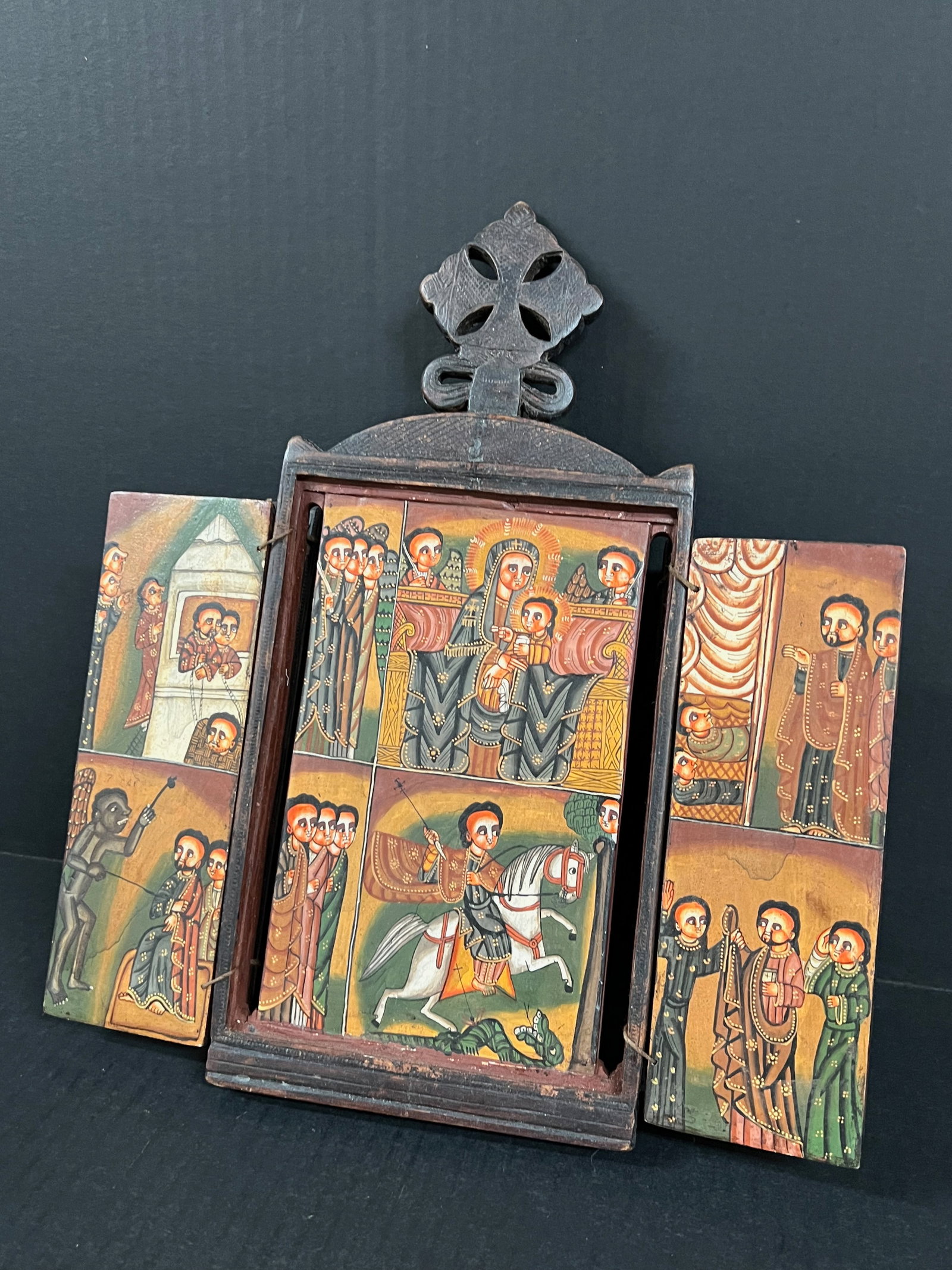 Ethiopian Coptic Triptych Icon - 3