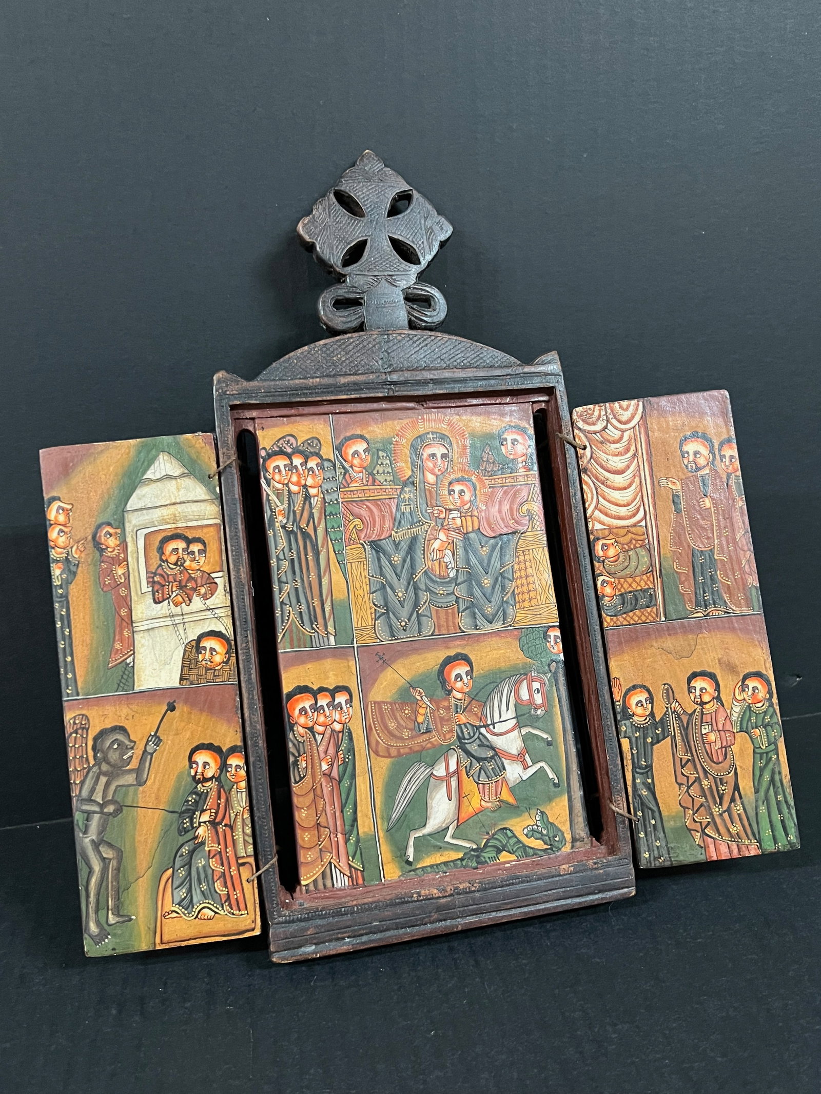 Ethiopian Coptic Triptych Icon - 4