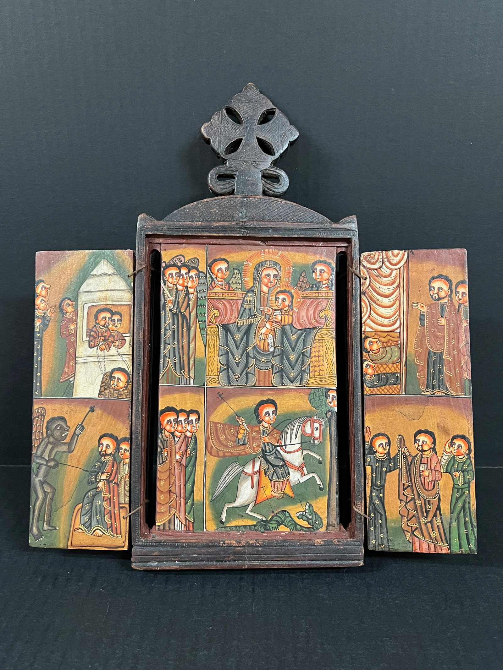 Ethiopian Coptic Triptych Icon - 5