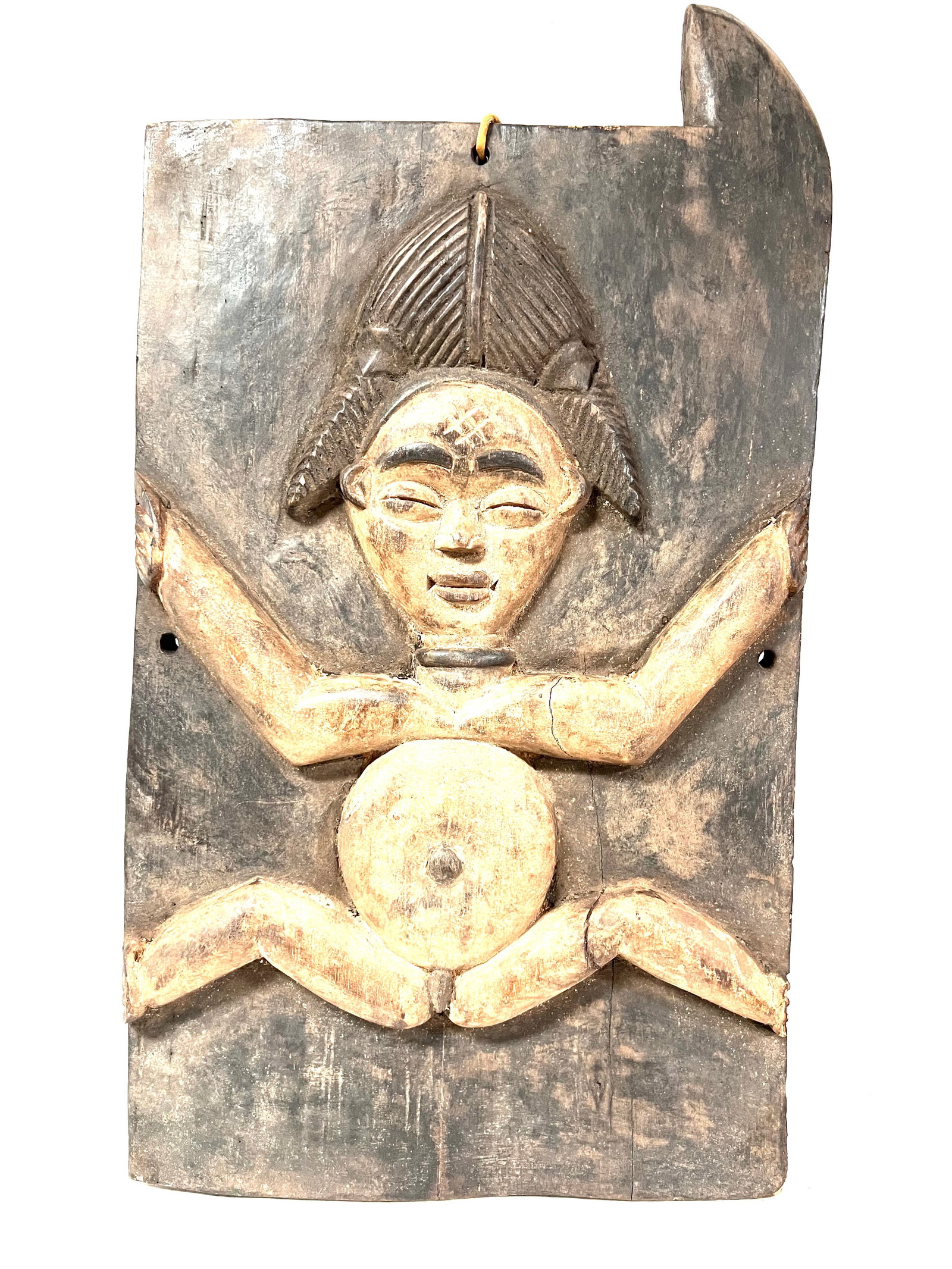Punu Door: African Tribal Art Punu Door. The dimension is 14 inches high x 13.5 inches wide. Please be aware that some of the items are vintage, secondhand, old ages, antiques and may have a defects or sign of
