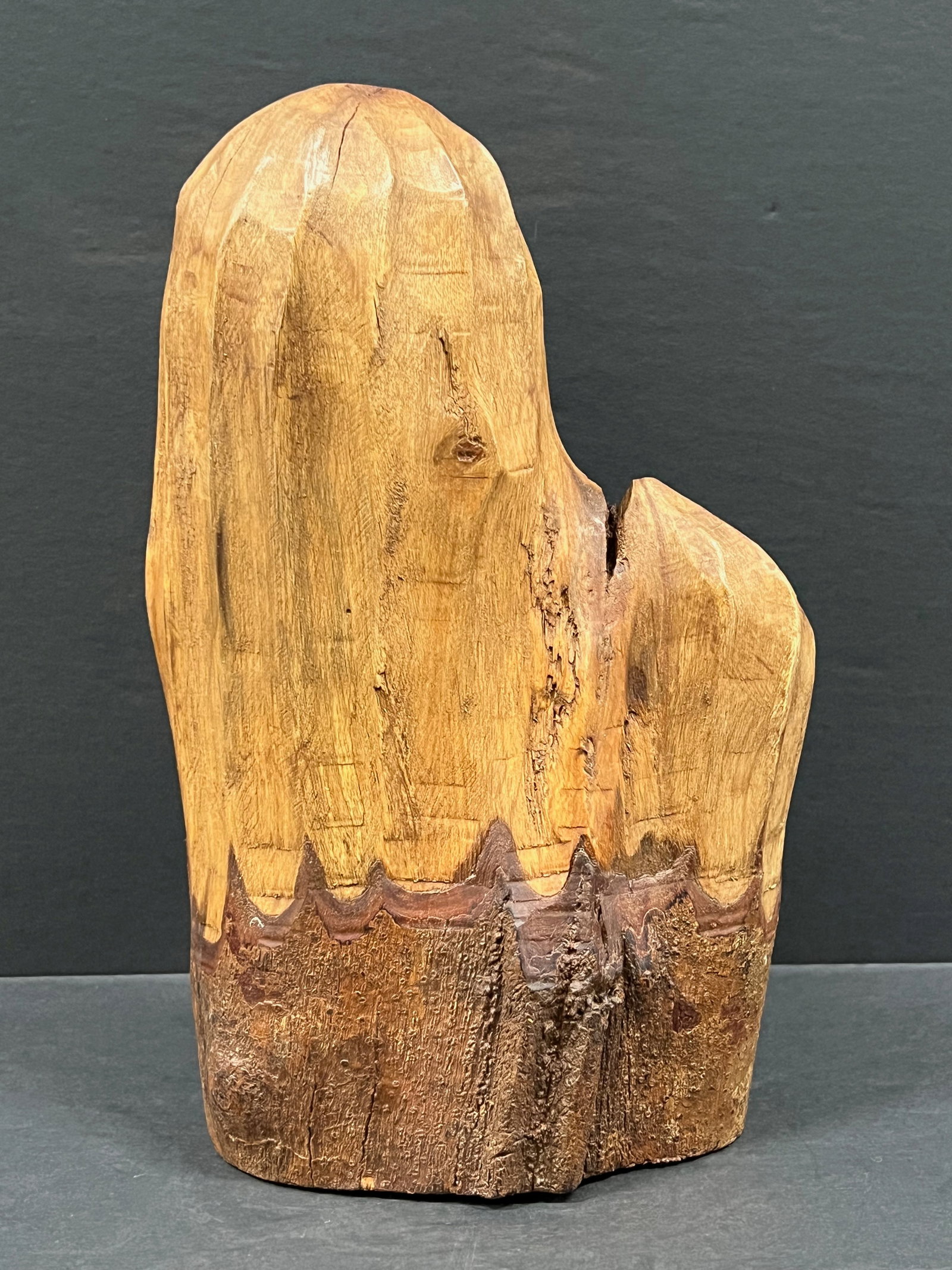Carved Wood Cactus Tree Sculpture: Folk Art Carved Wood Cactus Tree Sculpture. The dimension is 11.5 inches high x 7.5 inches wide. Please be aware that some of the items are vintage, secondhand, old ages, antiques and may have a defec