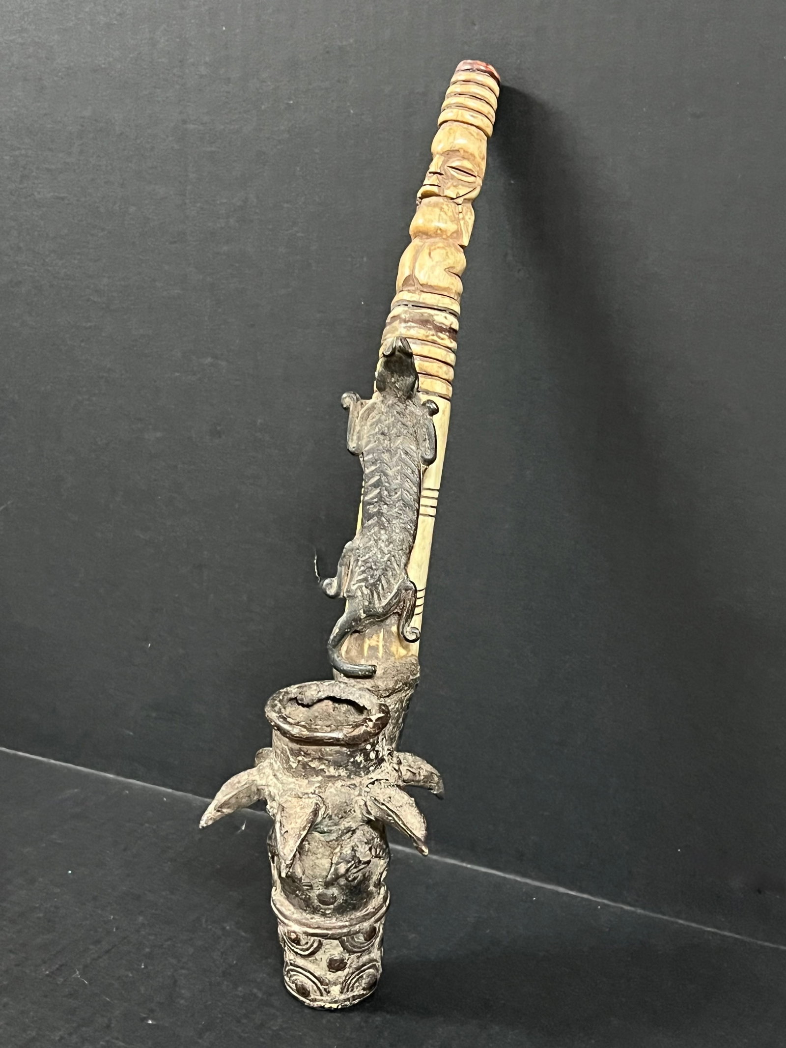 Chokwe Bronze and Bone Pipe - 3