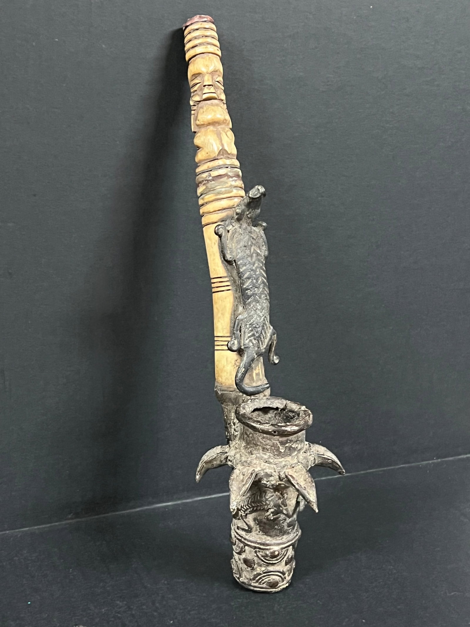Chokwe Bronze and Bone Pipe - 4