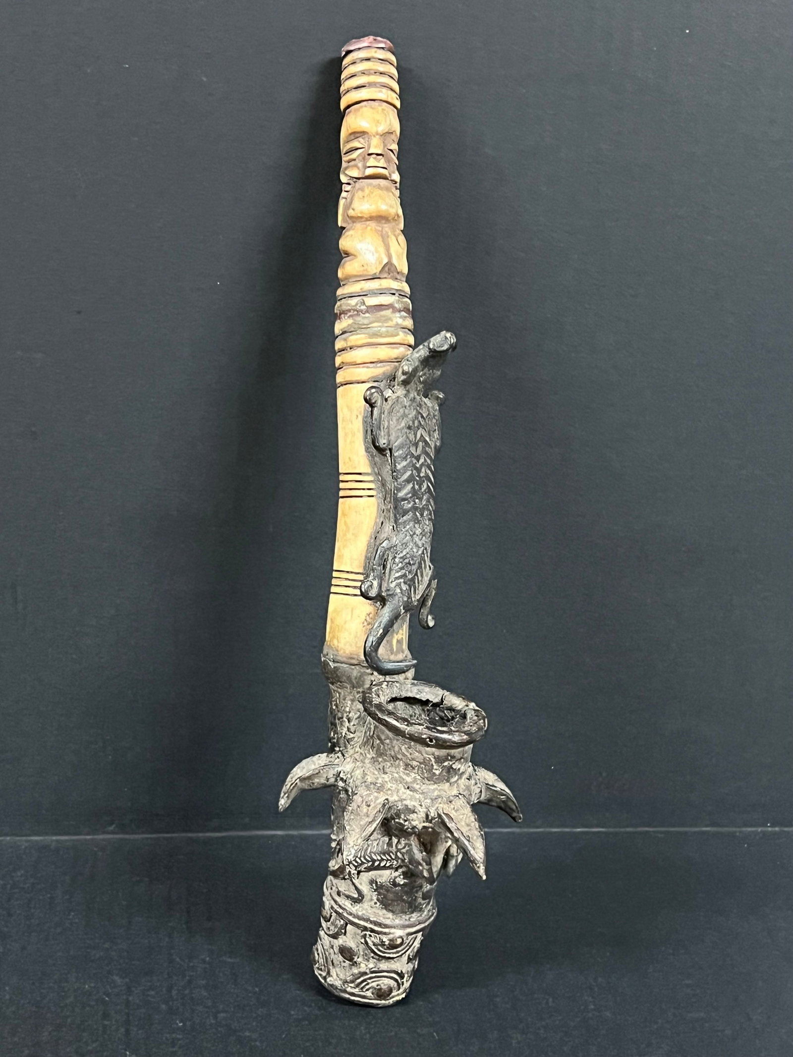 Chokwe Bronze and Bone Pipe - 5