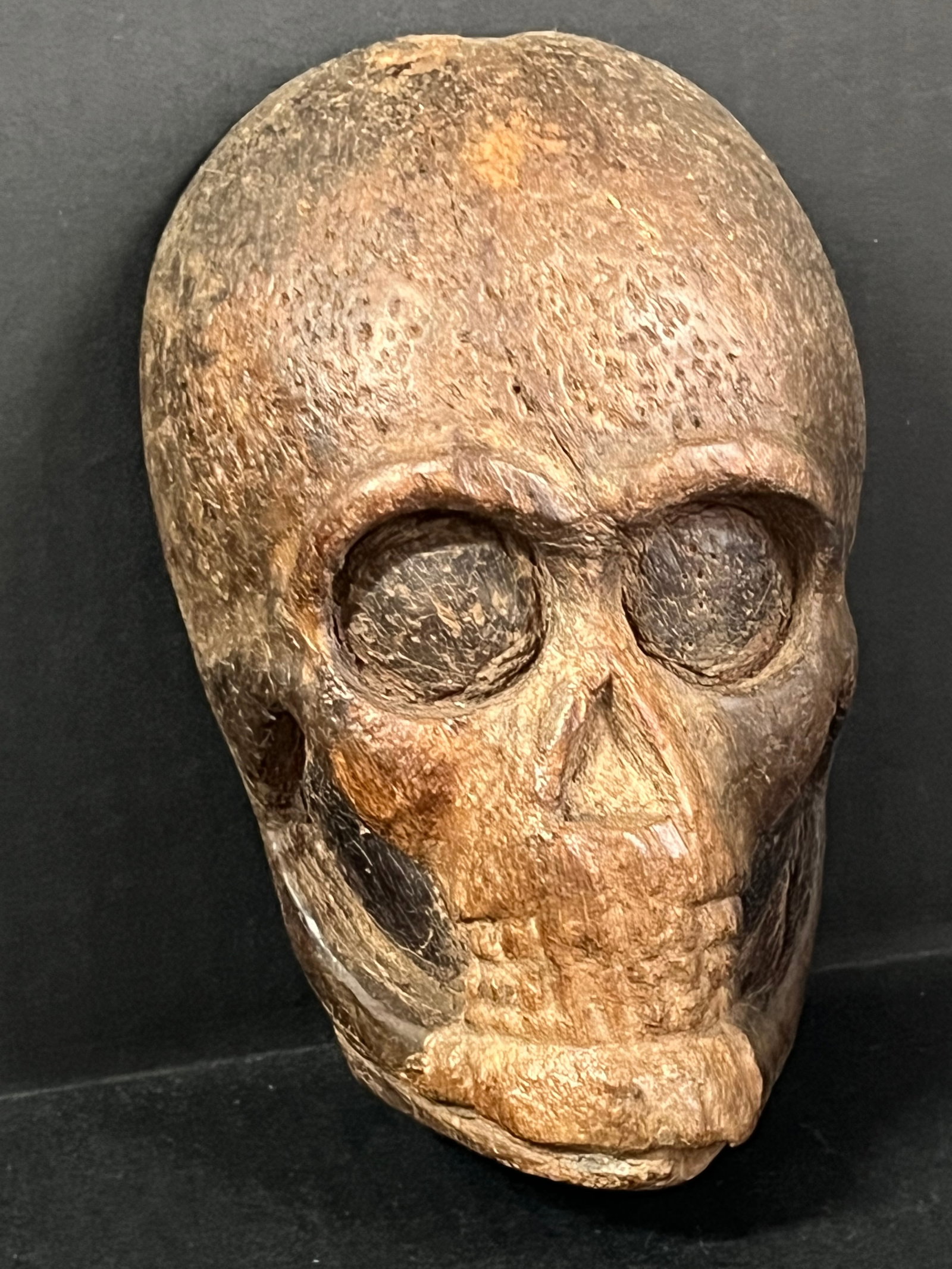 Carved Wood Skull Plaque - 2