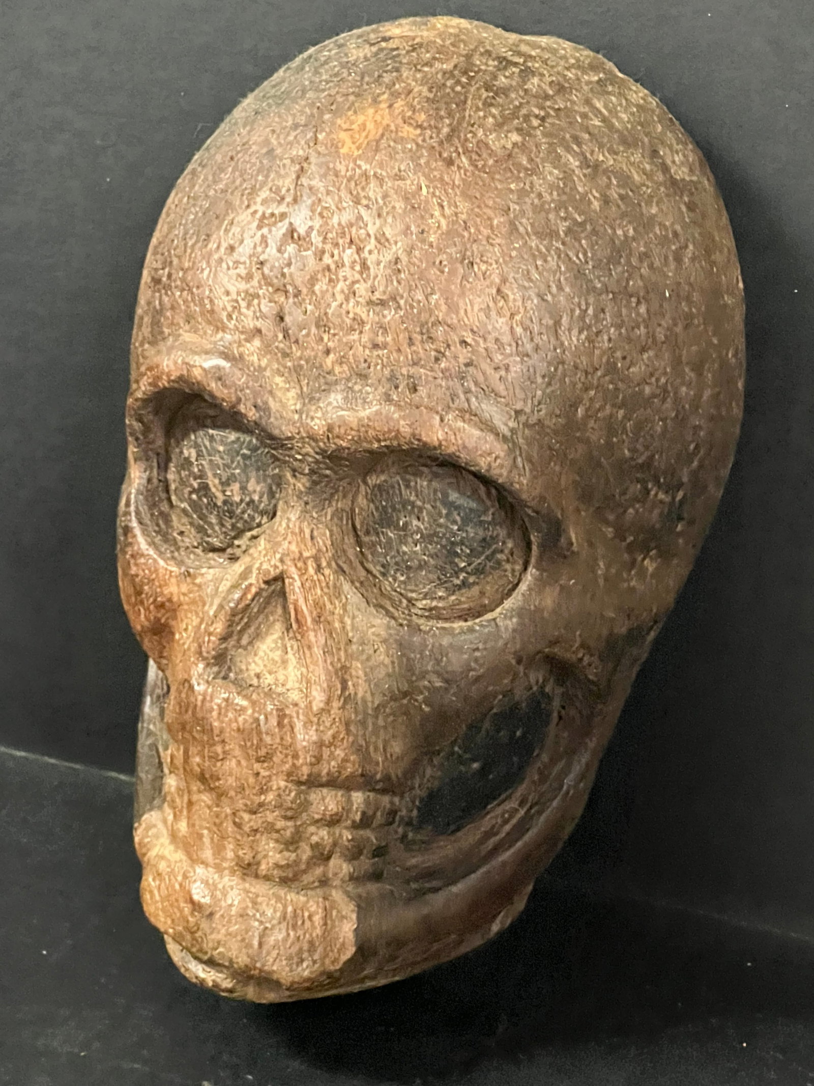 Carved Wood Skull Plaque - 3