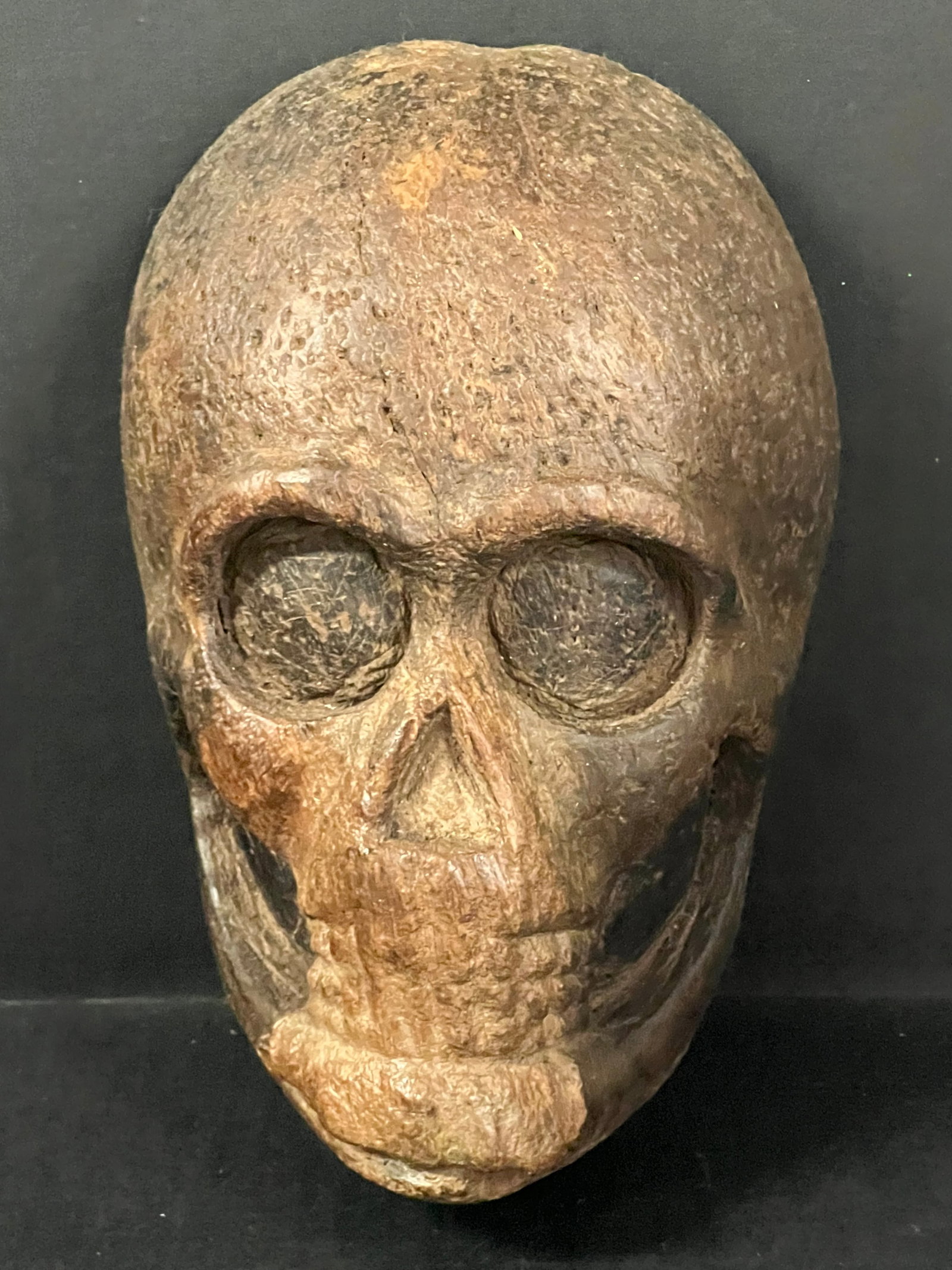 Carved Wood Skull Plaque - 4
