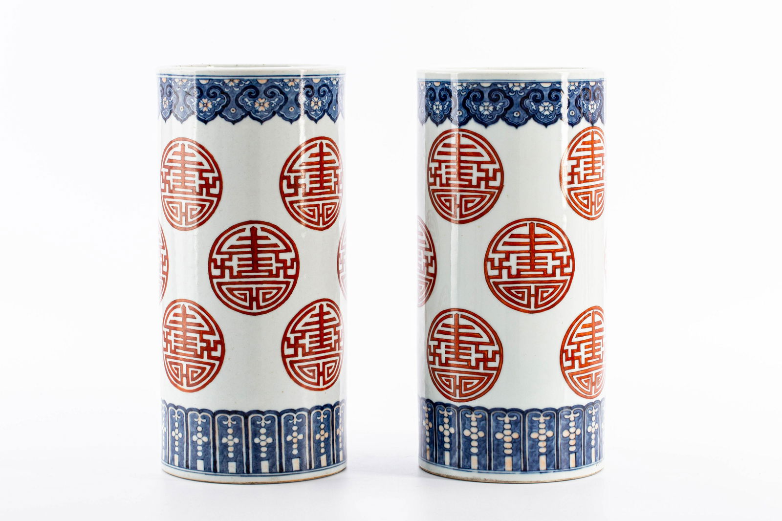 DA QING GUANGXU NIAN ZHI' RED UNDERGLAZED HAT TUBES (1 of 8)