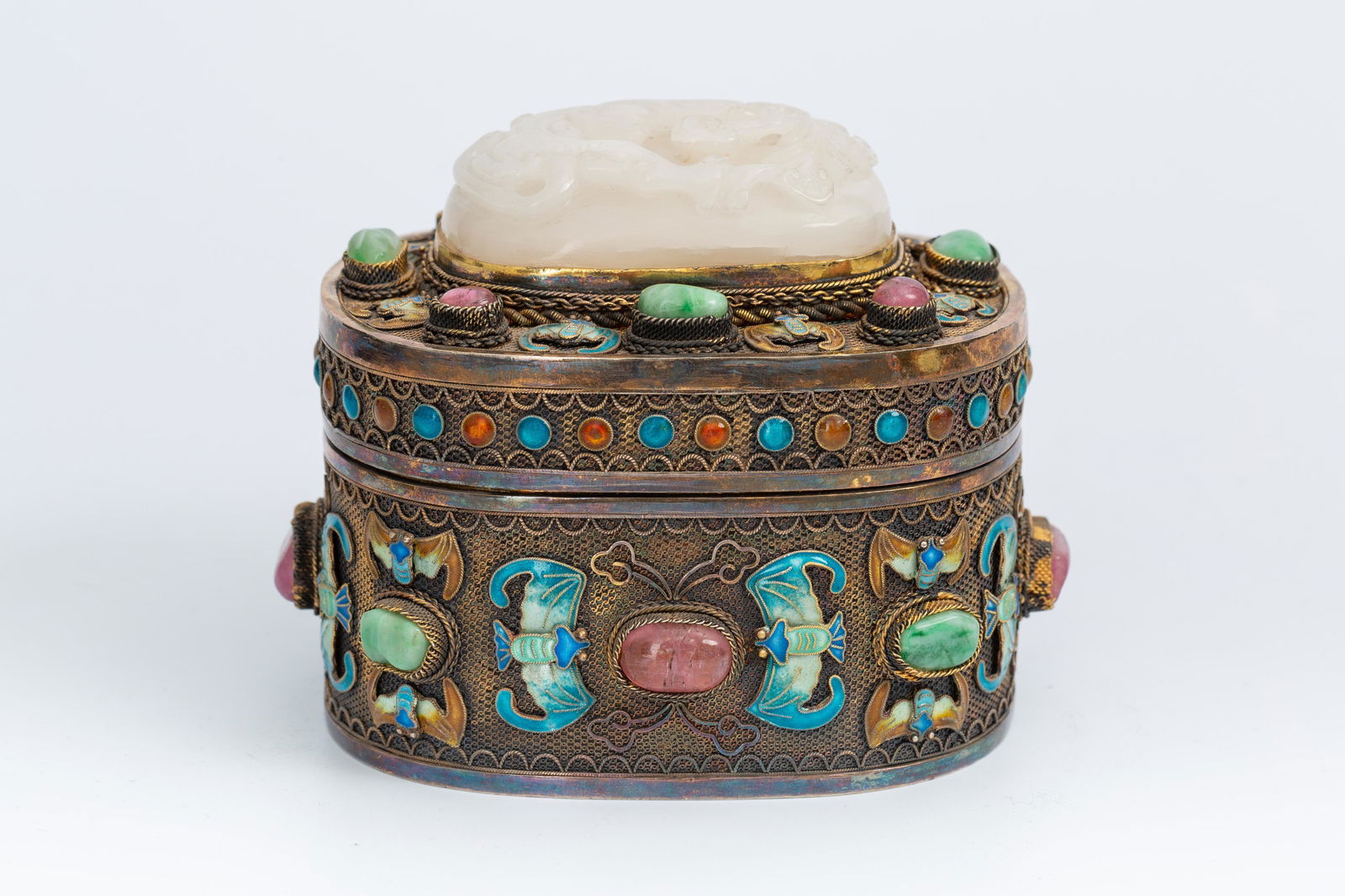 MID-QING COPPER CLOISONNE ENAMEL JEWELRY CONTANER (1 of 7)