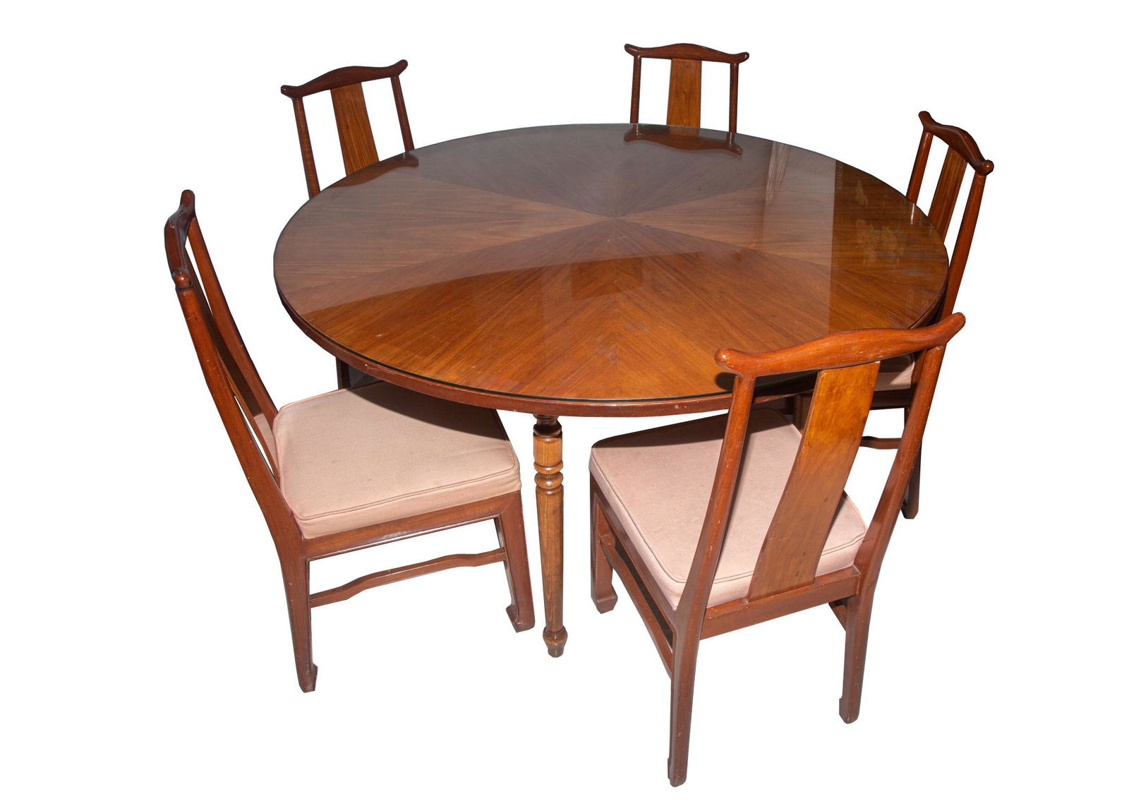 MAHOGANY DINING TABLE AND SIX CHAIRS: MAHOGANY DINING TABLE AND SIX CHAIRS
