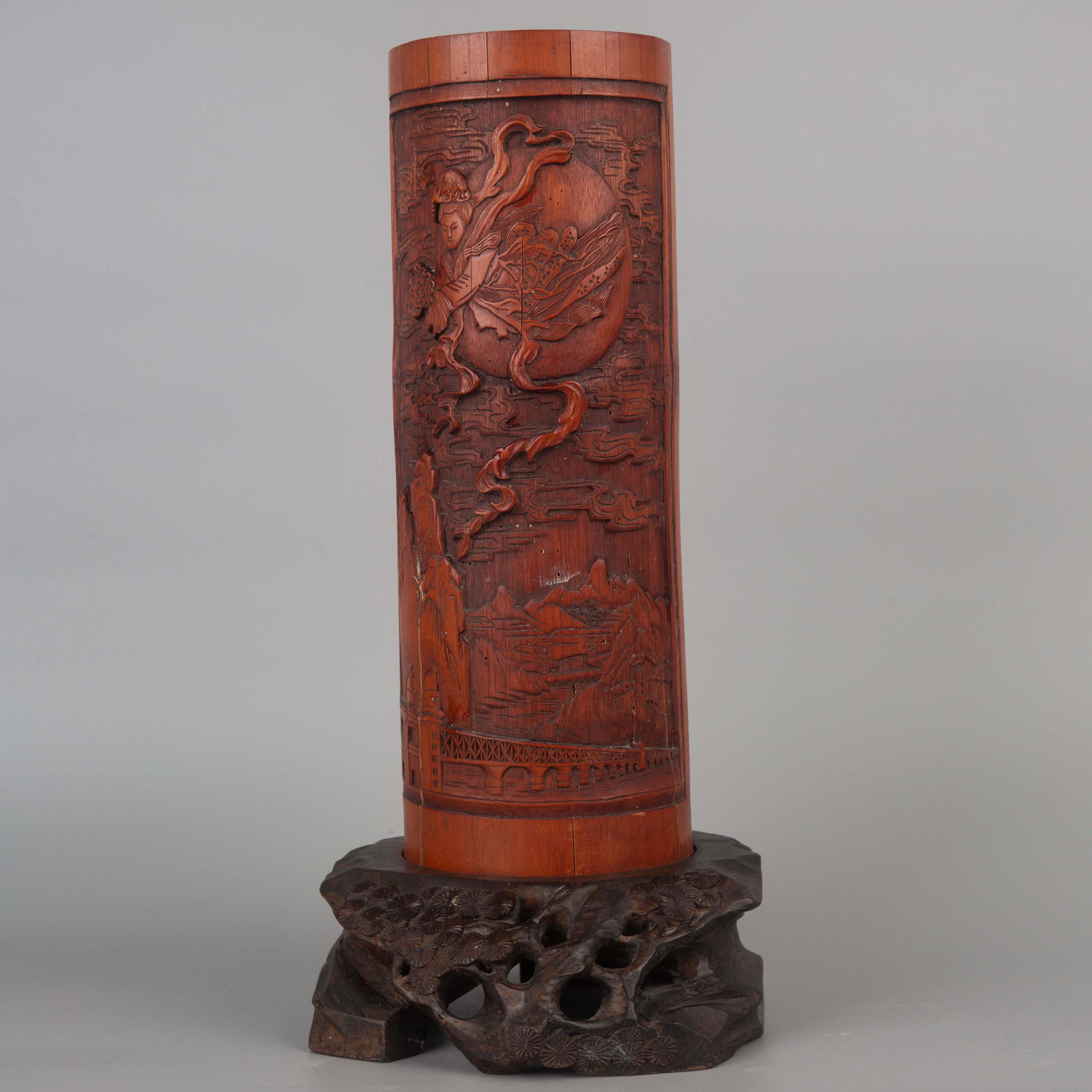 Bamboo carving pen holder, 20th century (1 of 2)