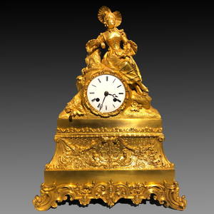 French gilt mantelpiece clock 18th century