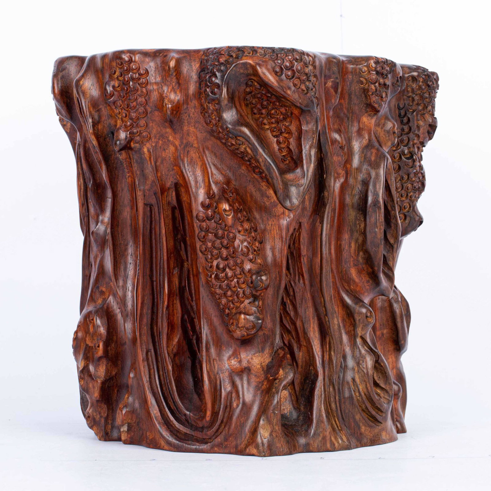 Hainan Huanghuali pen holder 20th century: Hainan Huanghuali pen holder. H 7.25 inches, W 7.5 inches, Depth 7.5 inches