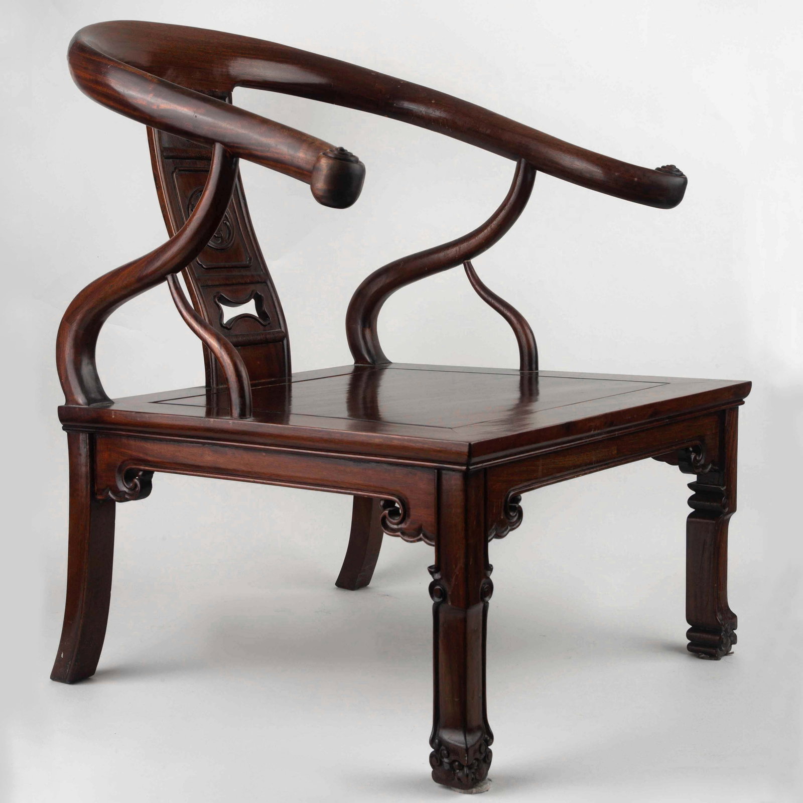 Rosewood Armchair, 20th century: Rosewood Armchair, 20th century. H 76cm, W 70.5cm, D 58cm