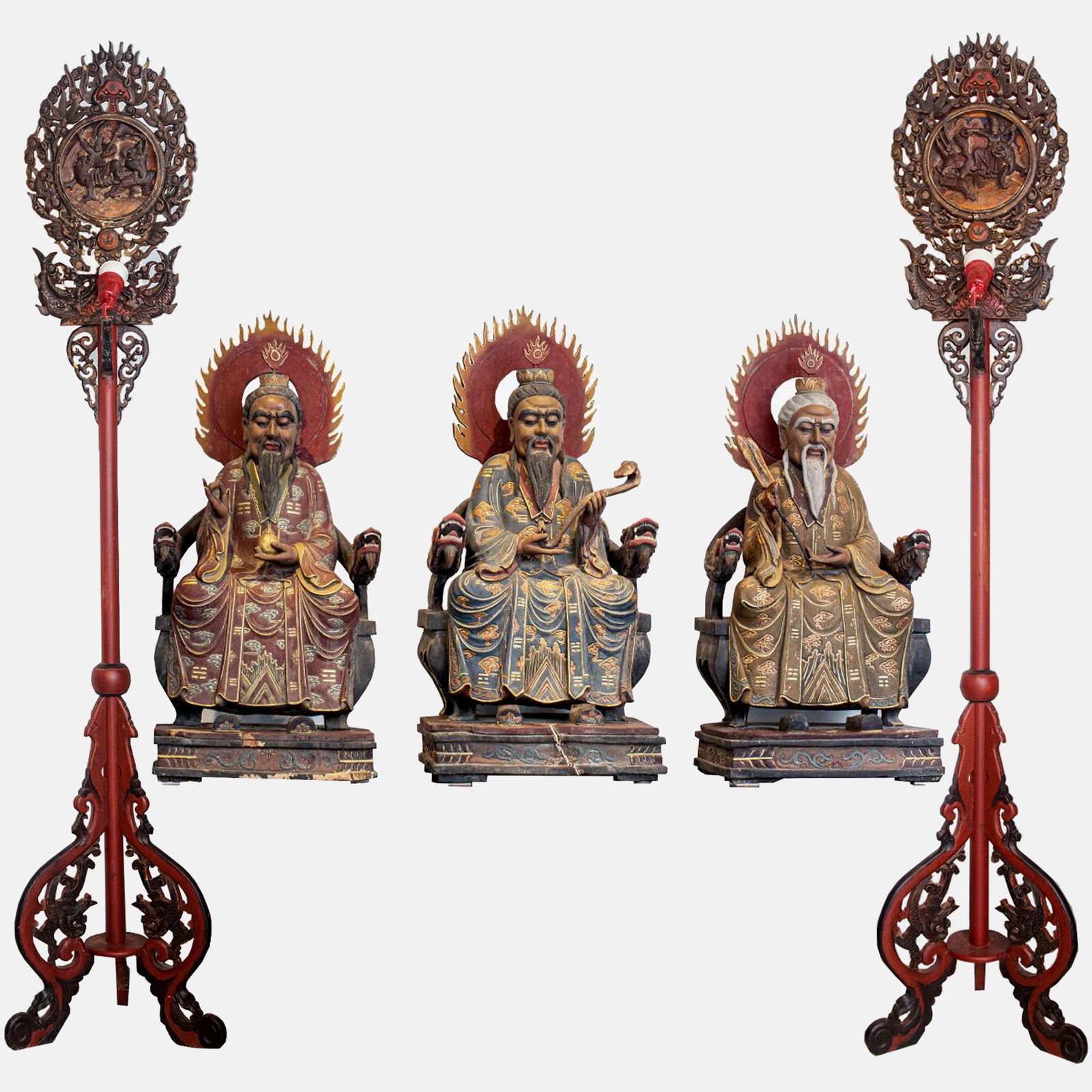 San Qing Zhen Ren, Pair of Taoism wooden weapon, 19th century (1 of 1)