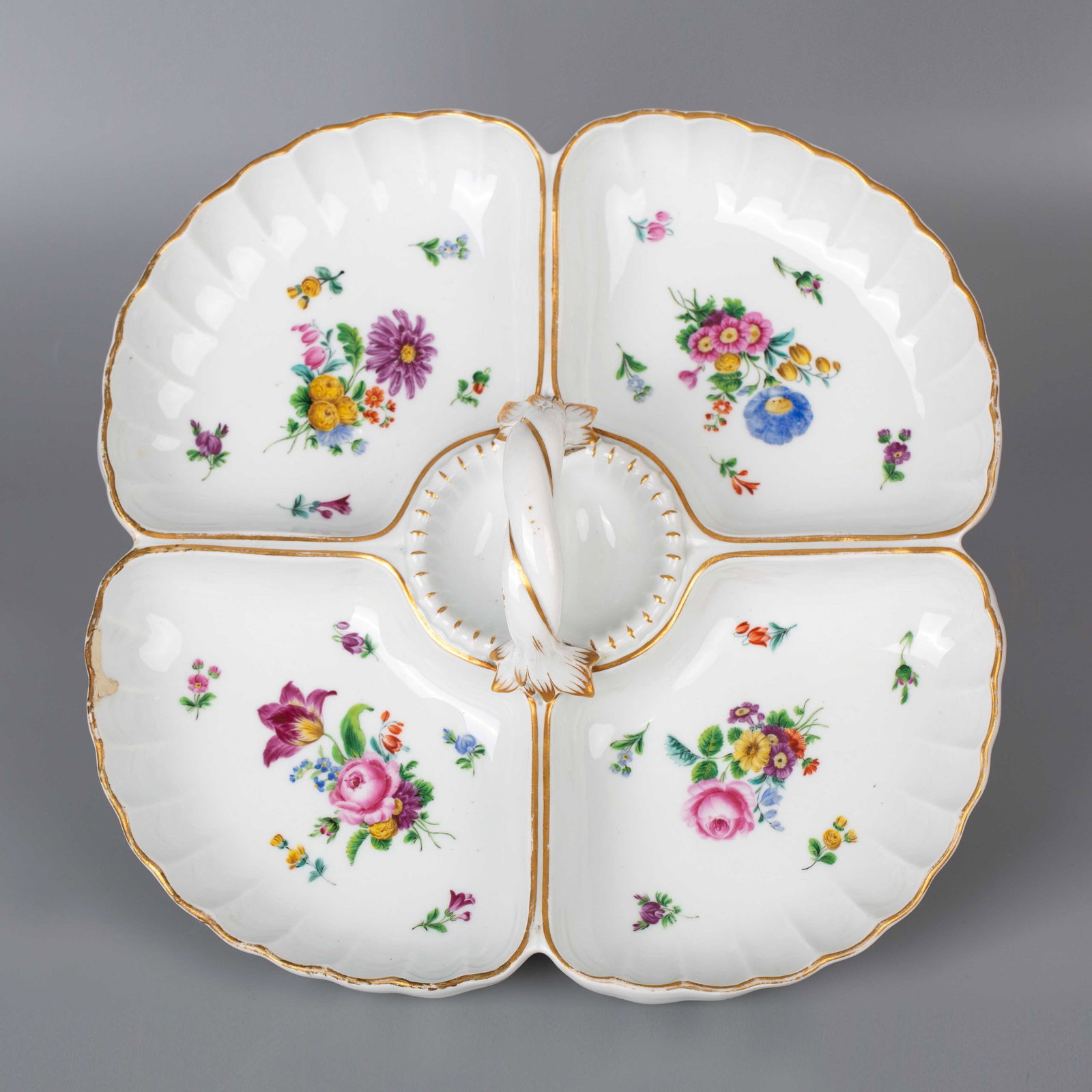 Meissen Porcelain Divided Shell Form Dish, Made in Germany (Repaired) (1 of 7)