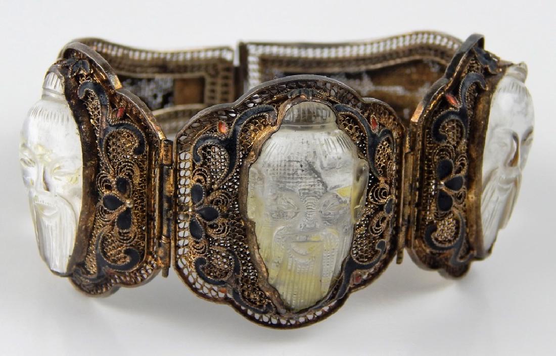 ANTIQUE CHINESE ENAMEL SILVER FILIGREE BRACELET (1 of 6)