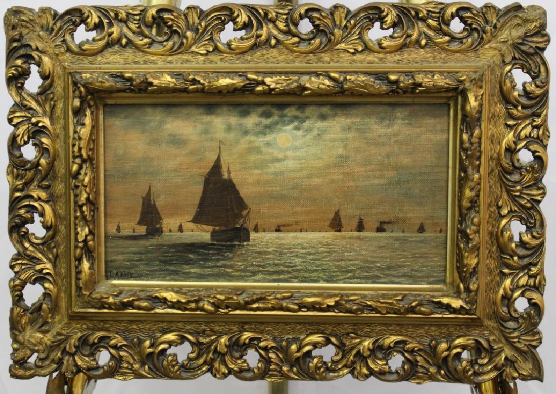 L.KOHTS 1910 ANTIQUE SEASCAPE OIL ON CANVAS (1 of 4)