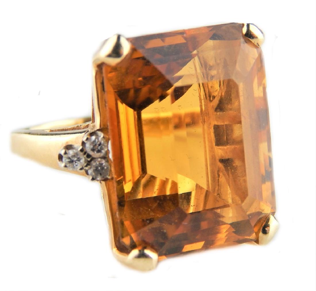 14K GOLD LARGE CITRON AND DIAMOND RING (1 of 8)