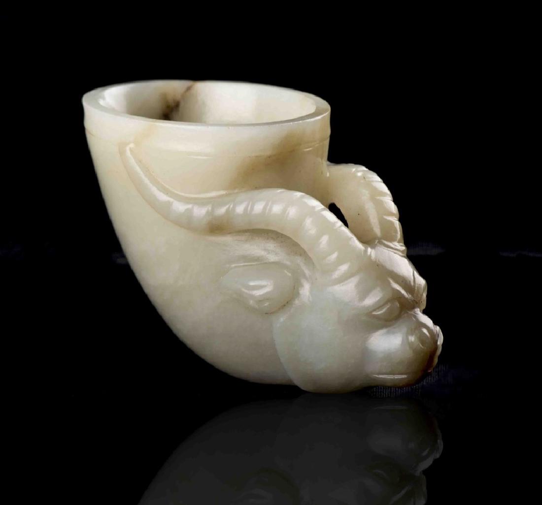 CHINESE QING PALE AND CELADON JADE LIBATION CUP (1 of 2)