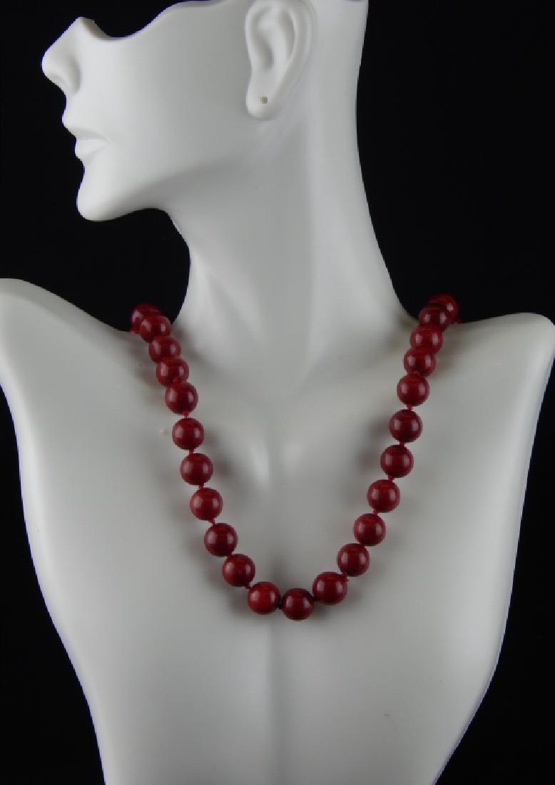 OX BLOOD NATURAL CORAL LONG BEADED NECK LACE (1 of 3)