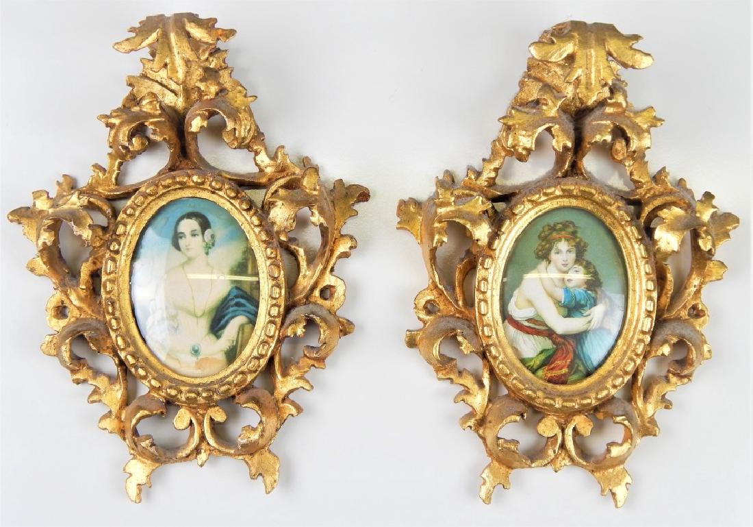 PAIR ITALIAN CARVED GILT WOOD FRAMES (1 of 6)
