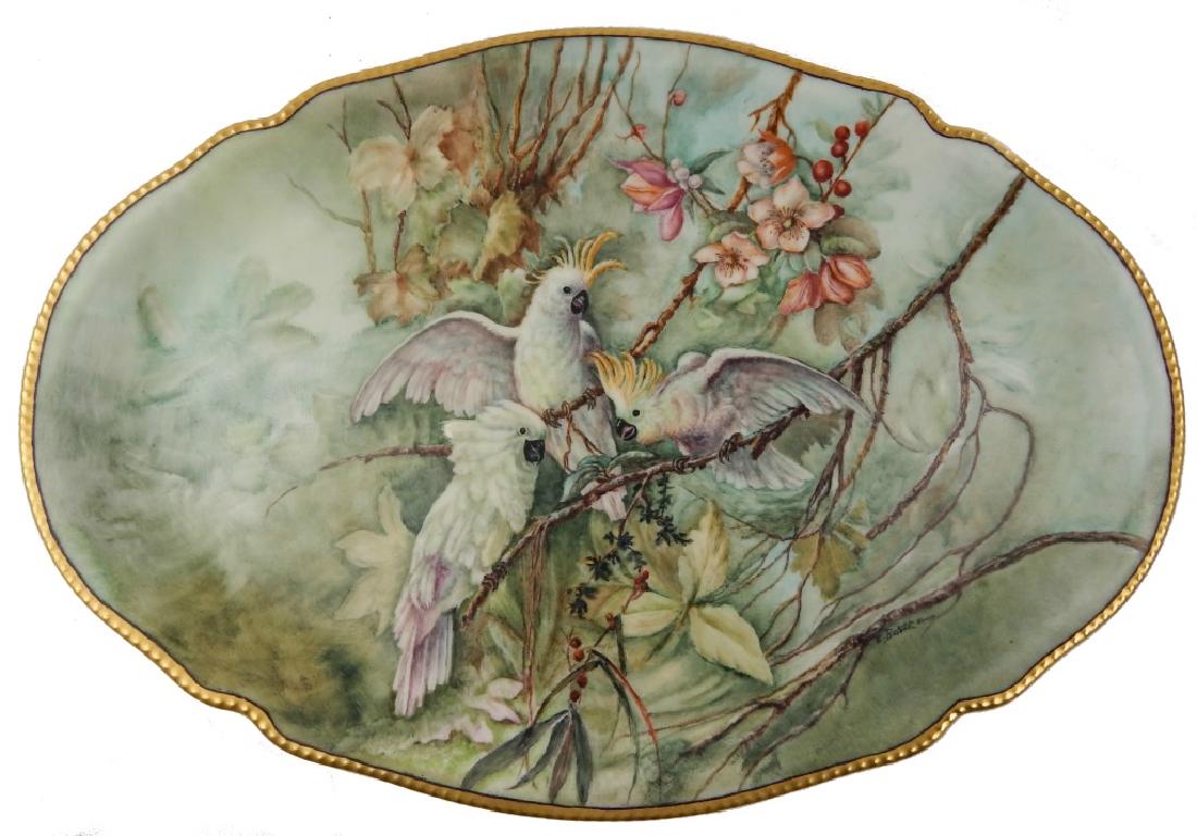 ANTIQUE E BOSSE BHAND PAINTED PORCELAIN PLATTER (1 of 4)