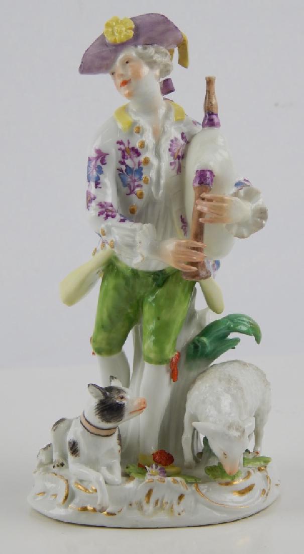 ANTIQUE MEISSEN PORCELAIN BAGPIPE PLAYER FIGURE (1 of 5)