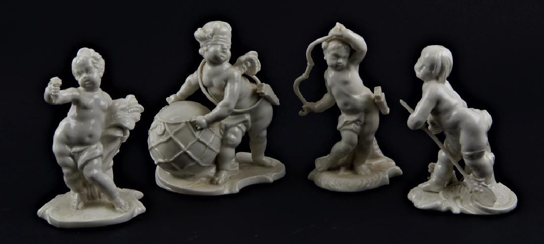 4 ANTIQUE NYMPHENBURG BLANC DE CHINE PUTTI FIGURES (1 of 8)
