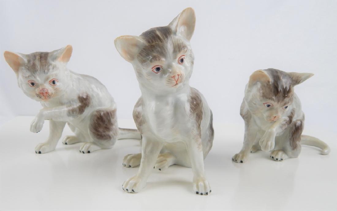 3 DRESDEN GERMAN PORCELAIN CAT FIGURES (1 of 5)