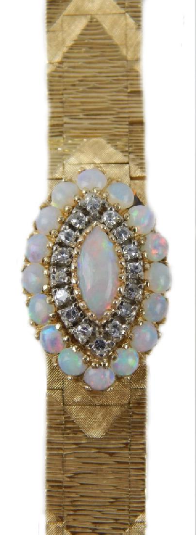Vgt WOMENS DEWITT 14K YG DIAMOND OPAL WRISTWATCH (1 of 4)