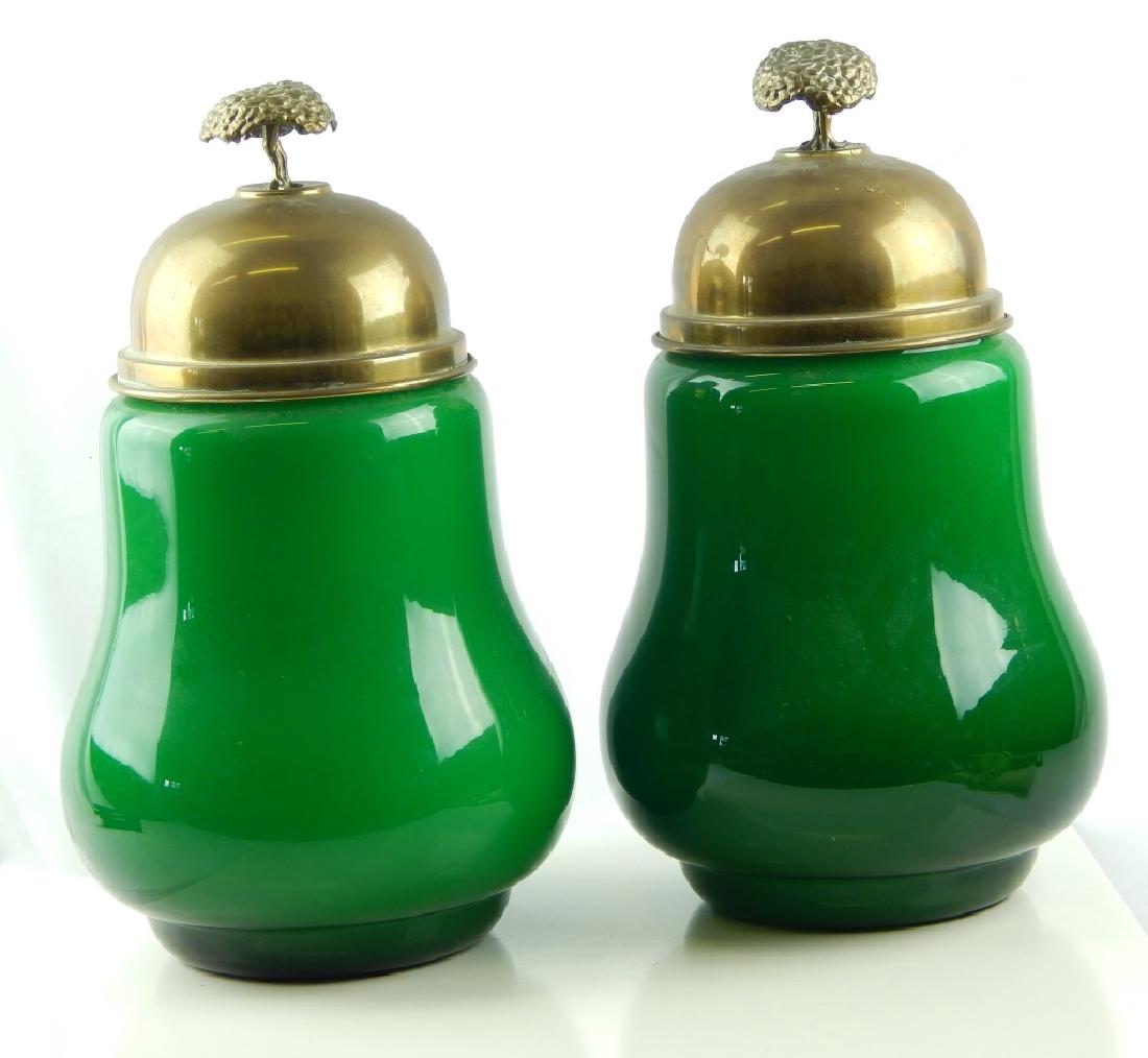 Pr SARREID SPAIN BRASS COVER ITALIAN EMERALD GLASS (1 of 4)