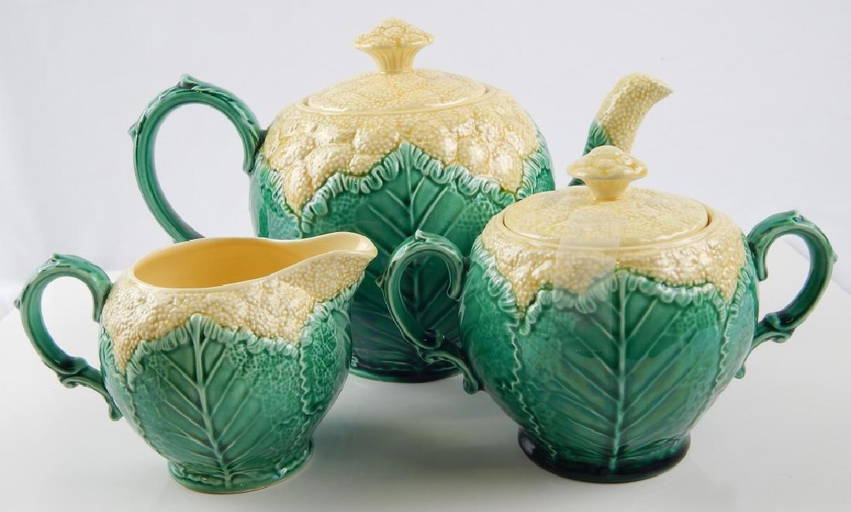 3pc WEDGWOOD CAULIFLOWER WARE MAJOLICA TEA SET Feb 10, 2018 ELITE
