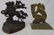 2 VINTAGE PAIRS OF SOLID IRON & BRASS BOOKENDS