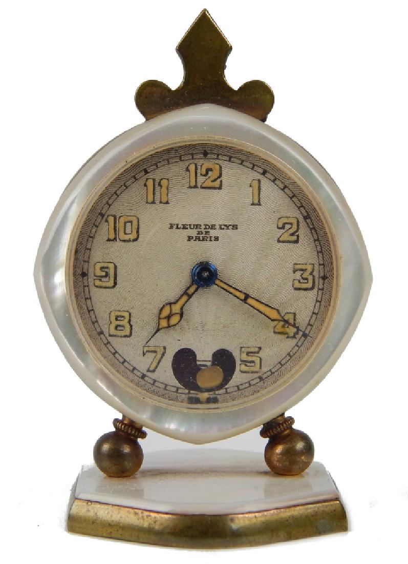 LENOX WATCH Co FLEUR DE LYX MOP BOUDOIR CLOCK