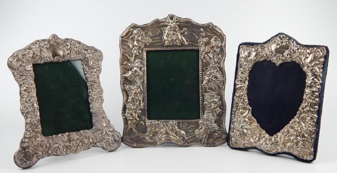 3 ENGLISH REPOUSSE STERLING SILVER PICTURE FRAMES (1 of 5)