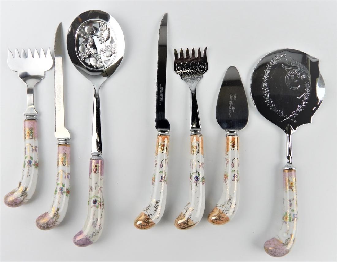 7pc Vtg ENGLISH PORCELAIN HANDLE FLATWARE ITEMS (1 of 9)
