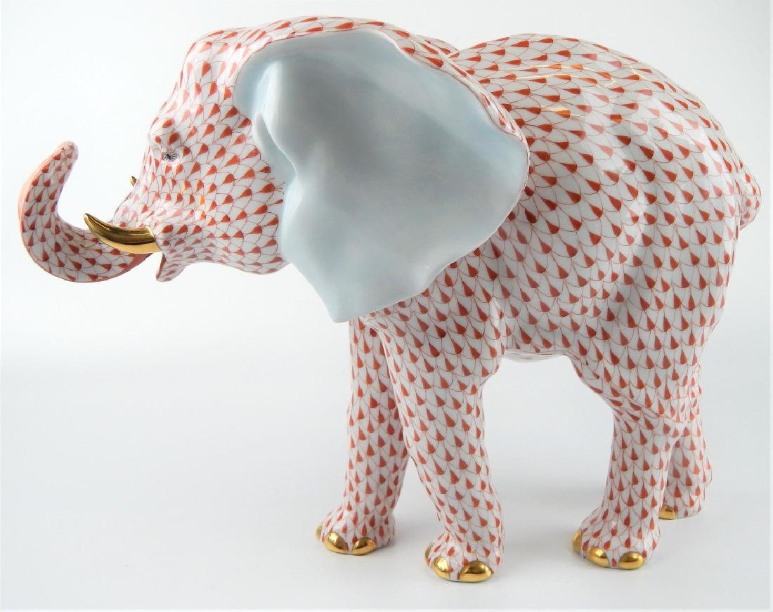 LARGE HEREND RUST FISHNET STANDING ELEPHANT FIGURE (1 of 6)